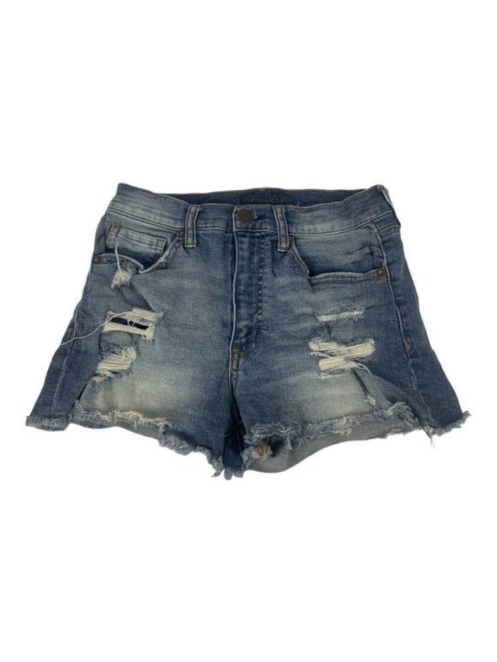 Aeropostale Womens Aero Cheeky Distressed Denim Shorts Size 2 Blue Frayed Casual